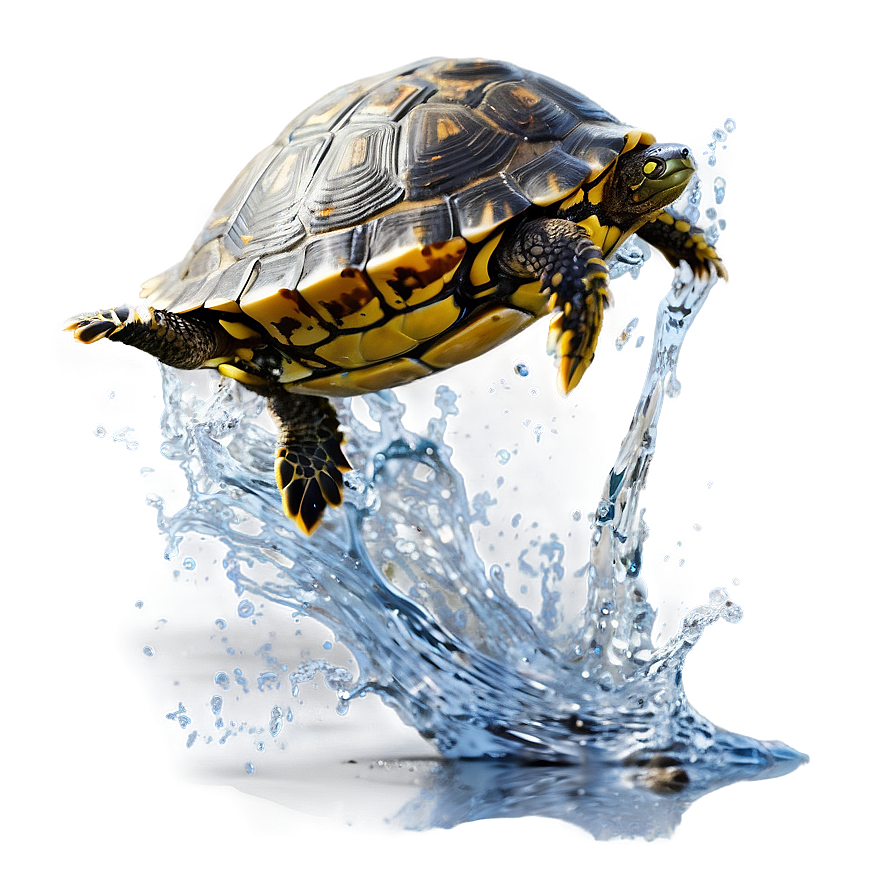 Turtle Making A Splash Png Xje20