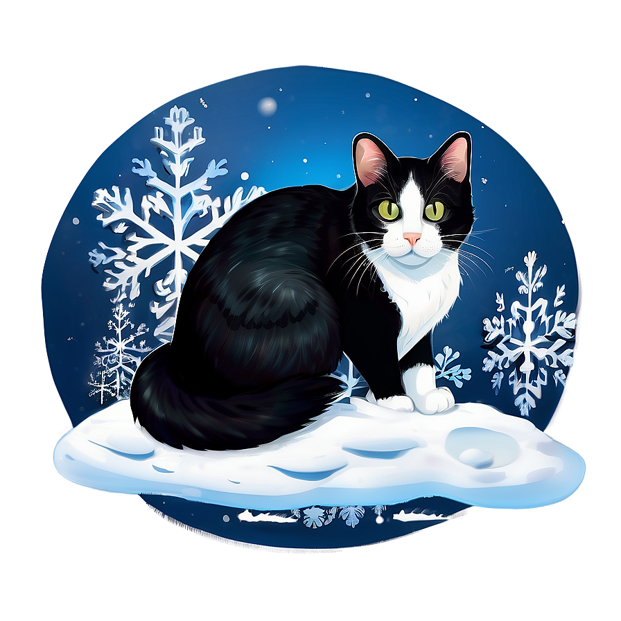 Tuxedo Cat In Snow Png Xtn29