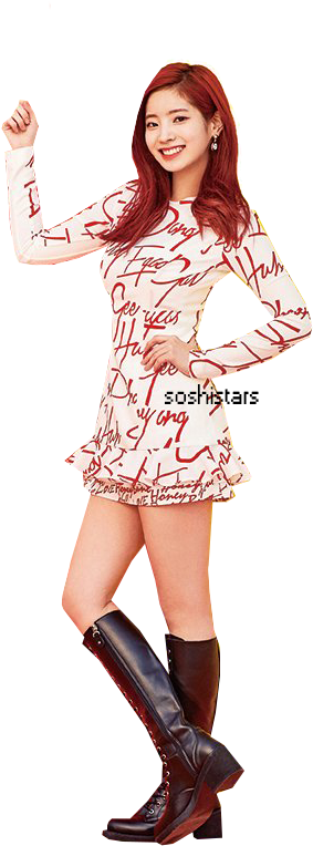 Twice Member Posingin Printed Dress