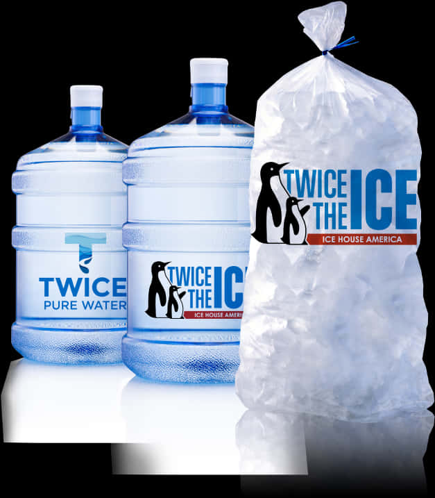 Twice The Ice Water Bottlesand Bagged Ice PNG with transparent background