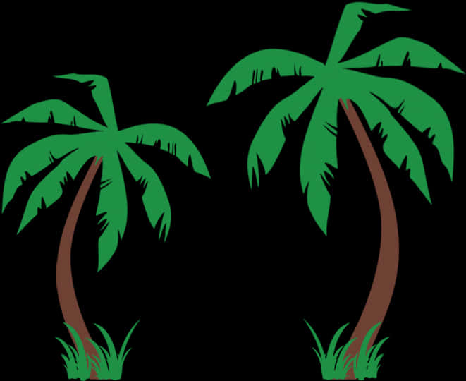 Twin Coconut Trees Vector Illustration