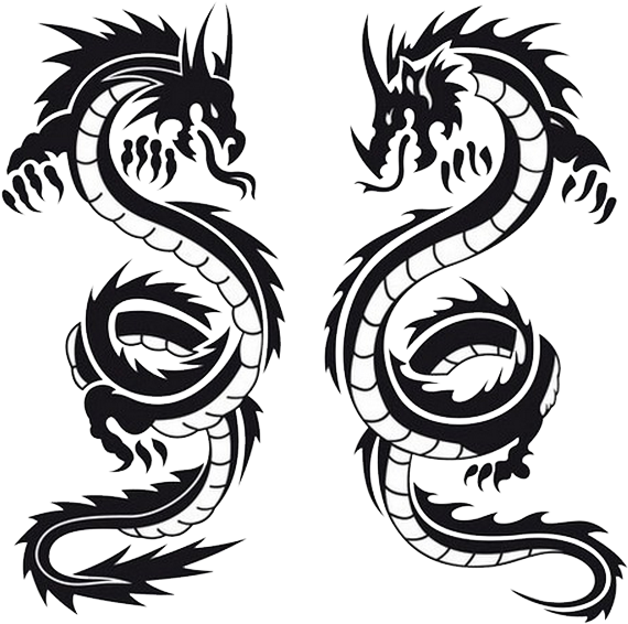 Twin Dragon Tattoo Design