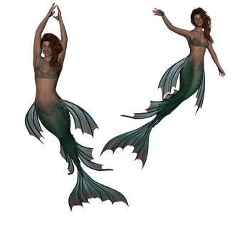 Twin_ Mermaids_ Dancing_in_the_ Dark PNG with transparent background