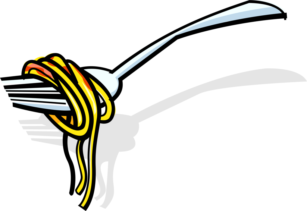 Pasta Vector Image Illustration Of On Fork - Spaghetti On A Fork Clipart, HD Png Download PNG with transparent background