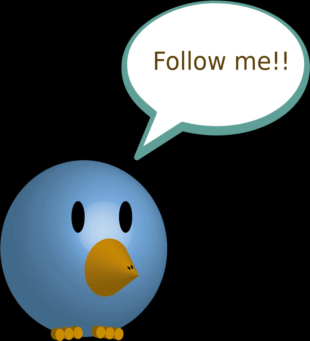 Twitter Bird Follow Me Invitation PNG with transparent background