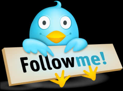 Twitter Bird Follow Me Sign PNG with transparent background