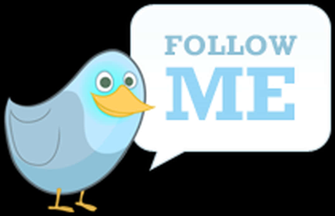 Twitter Follow Me Cartoon Bird PNG with transparent background