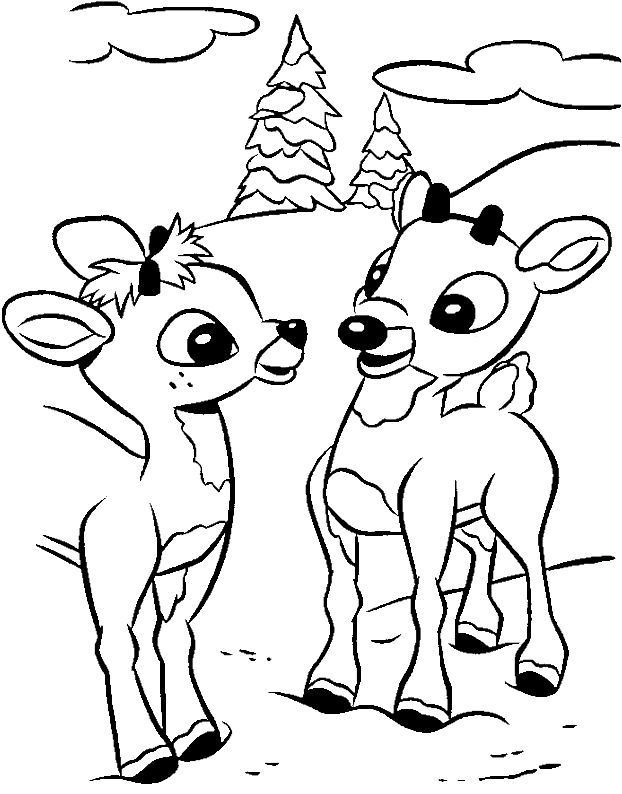 Two Fawns Coloring Page