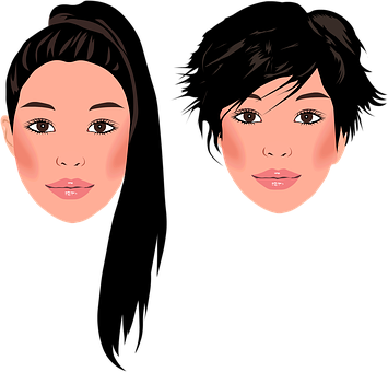 Two Female Faces Illustration