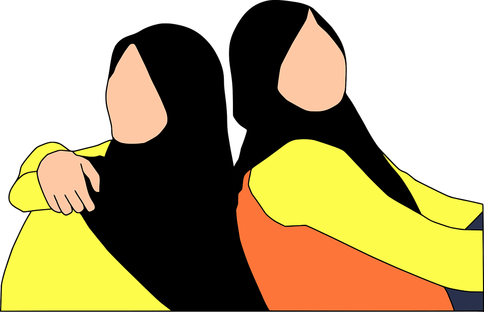 Two Friends Sideby Side Vector Illustration PNG with transparent background