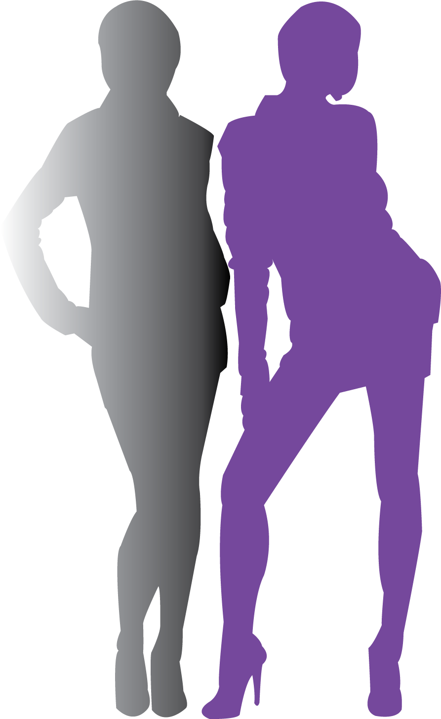 Two People Silhouettes Standing