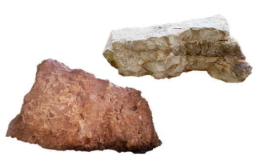 Two Sedimentary Rocks Black Background PNG with transparent background