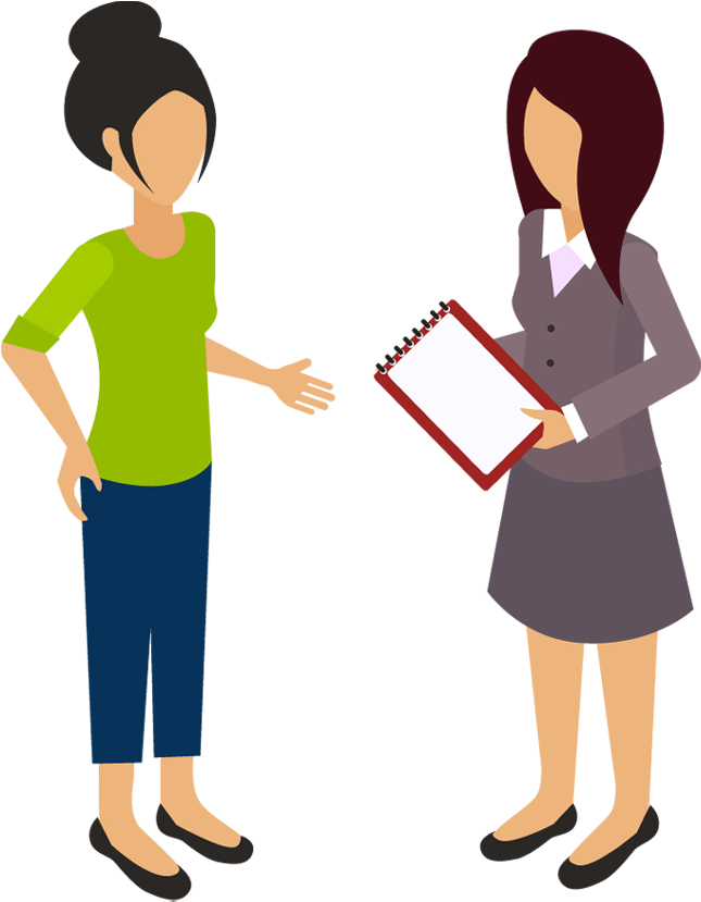 Two Women Discussing Project PNG with transparent background