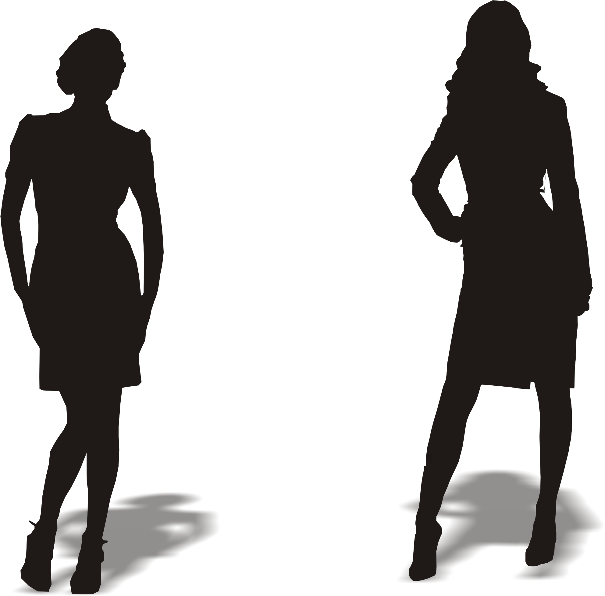 Two Women Silhouettes Standing