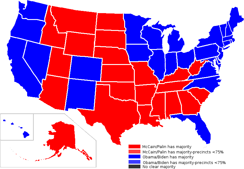 U S A Election Map Red Blue Division