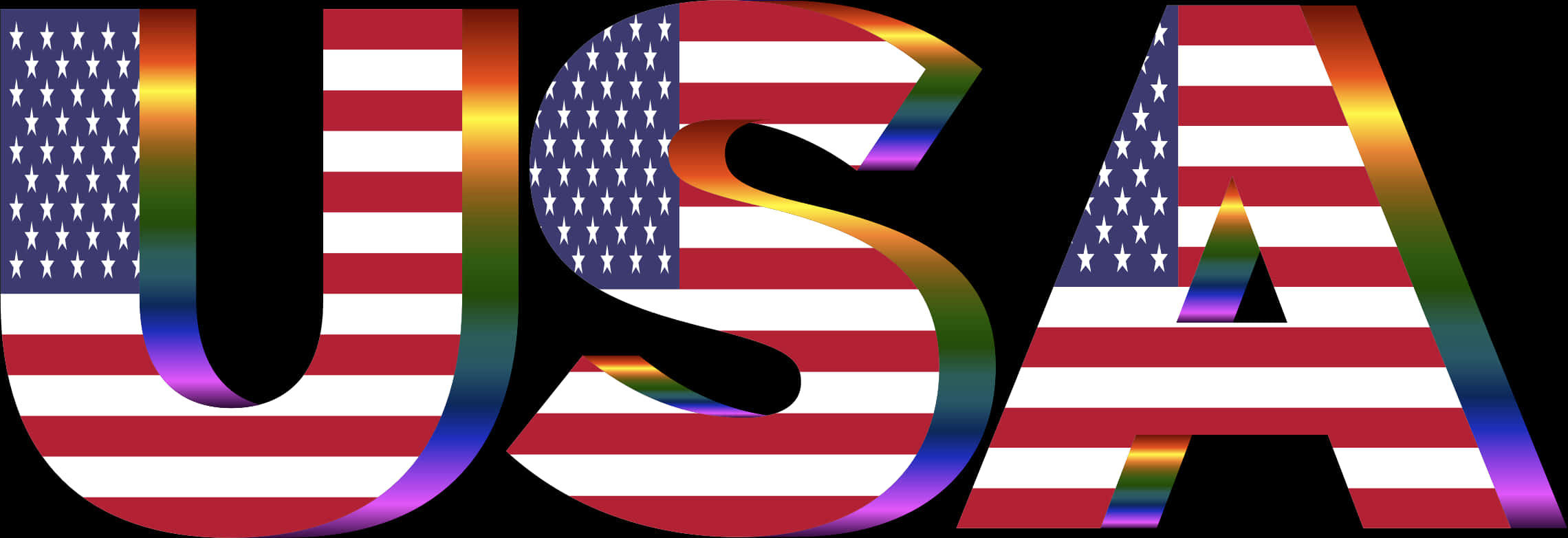 U S A Flag Lettering