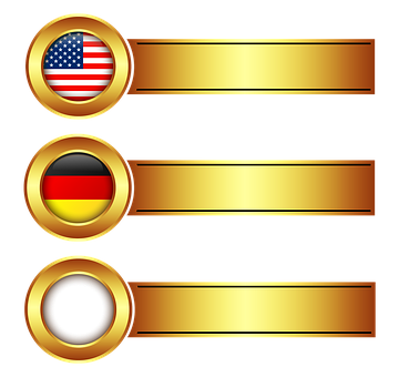 U S A Germany Blank Gold Banners PNG with transparent background