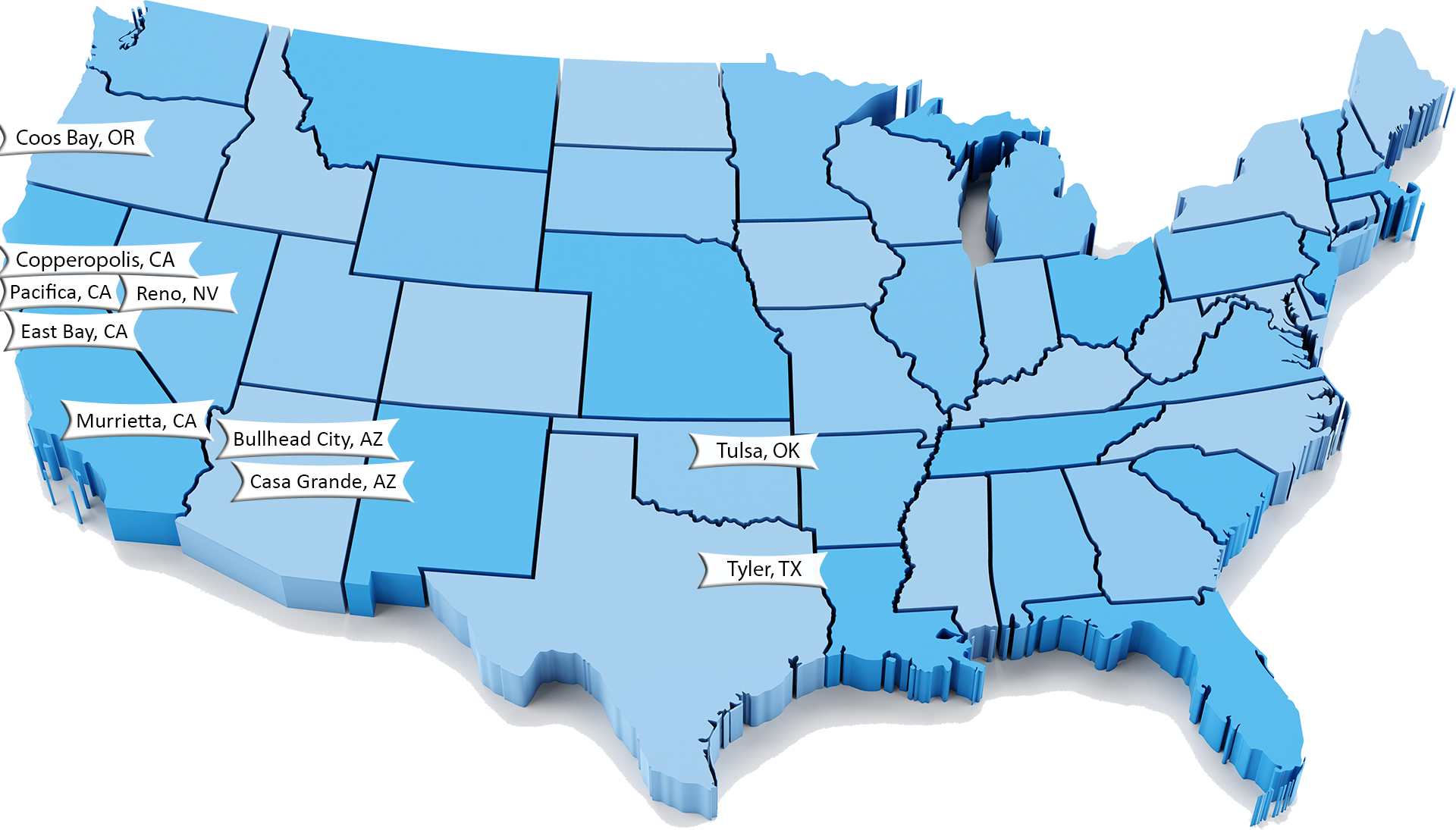 U S A Mapwith Selected Cities