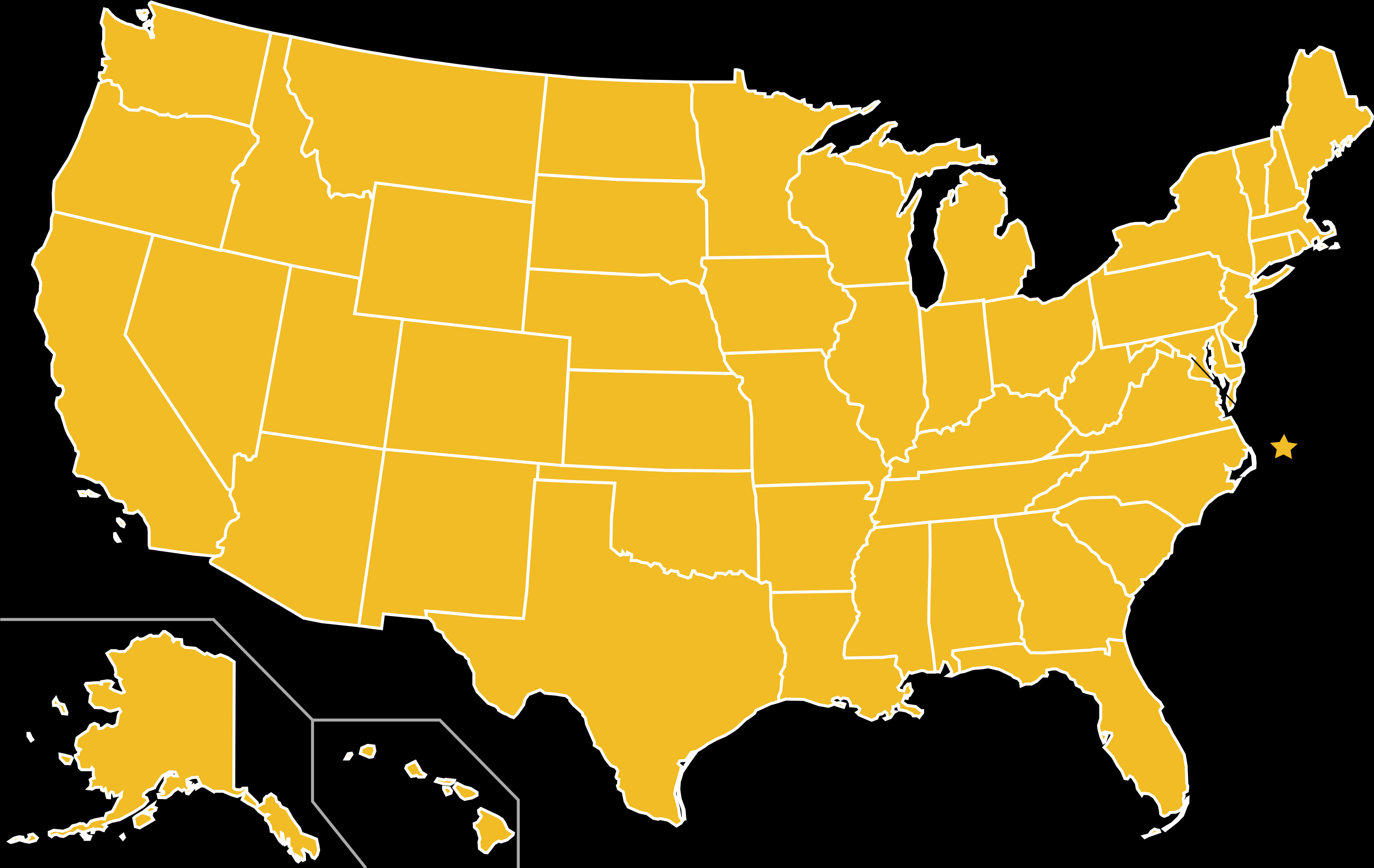 U S A Outline Map Yellow