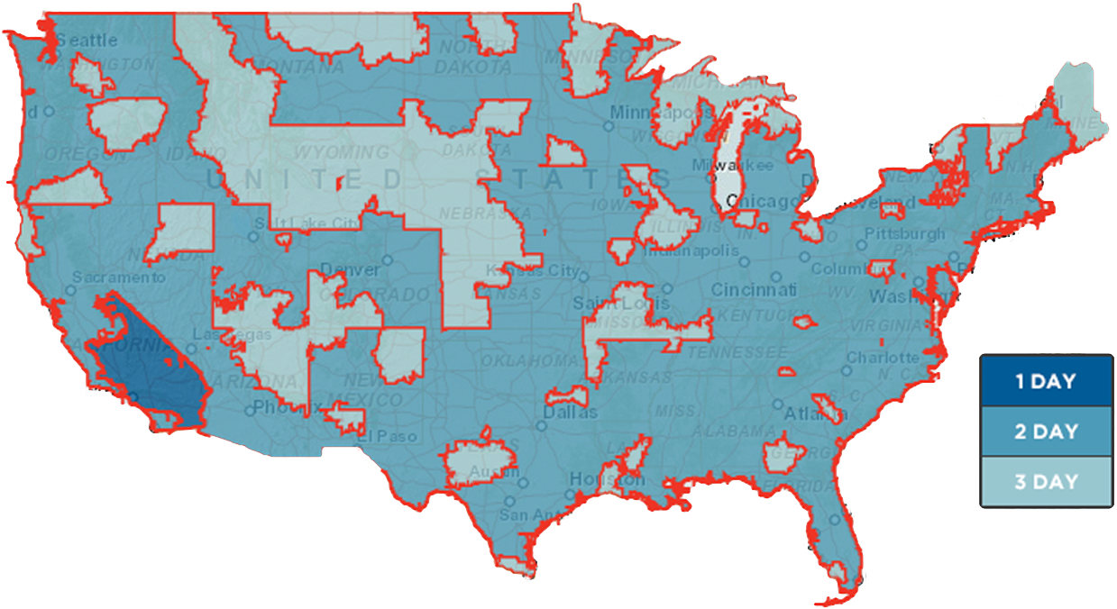 U S A Shipping Zones Map