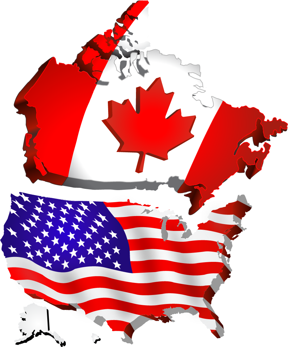 Companyusa Flag Map Png - Usa Canada Flag Png, Transparent Png PNG with transparent background
