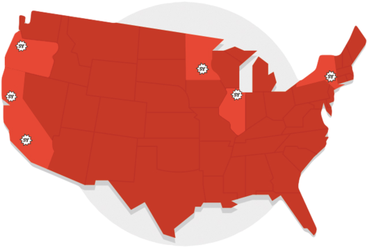 U S Map Red States Police Badges PNG with transparent background