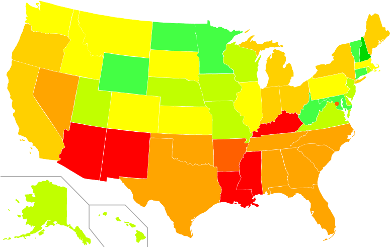 Percent Living At Less Than 100 Percent Poverty In - Us Political Map, HD Png Download PNG with transparent background
