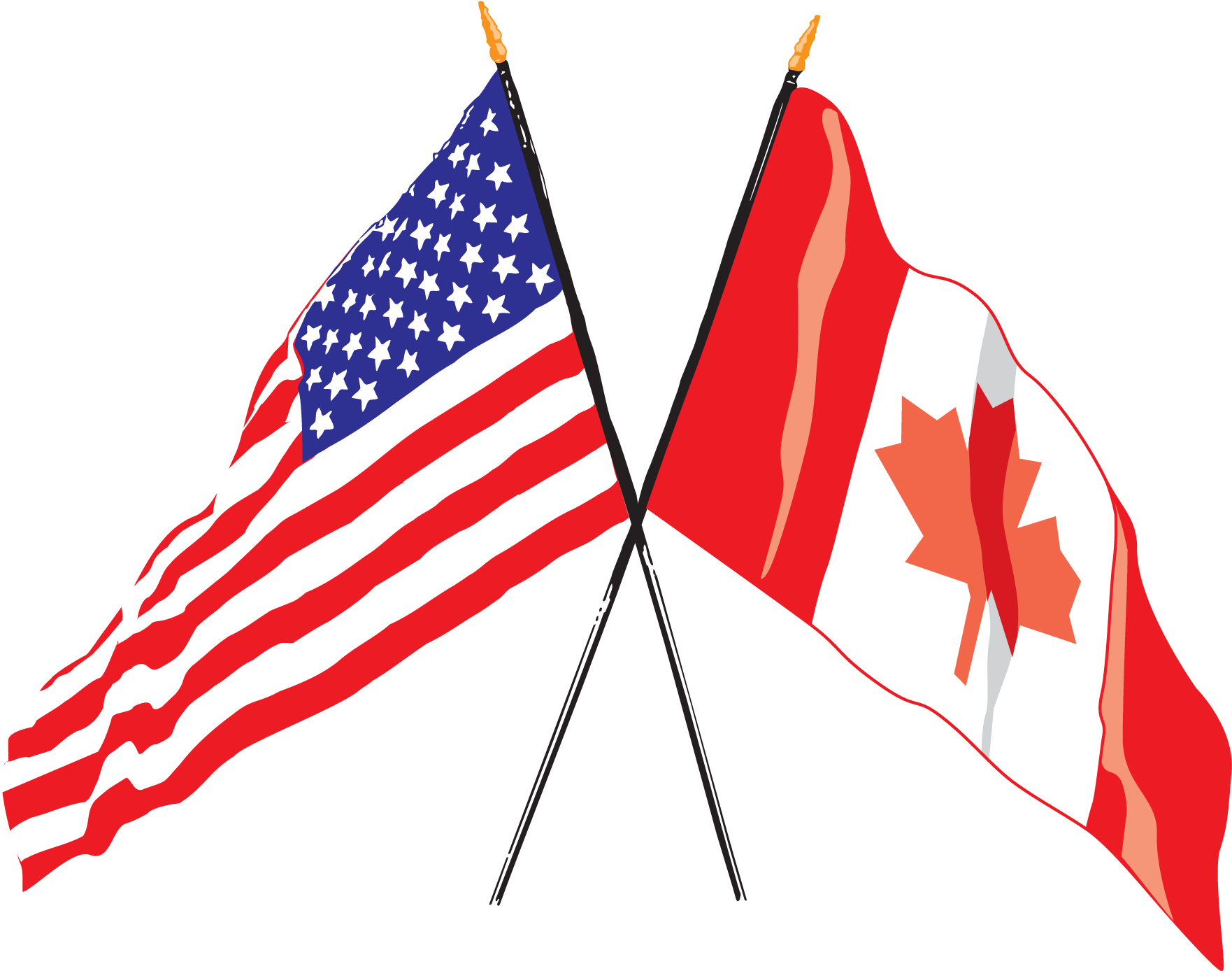Us Canadian Flag Crossed - Canadian And American Flag Png, Transparent Png PNG with transparent background