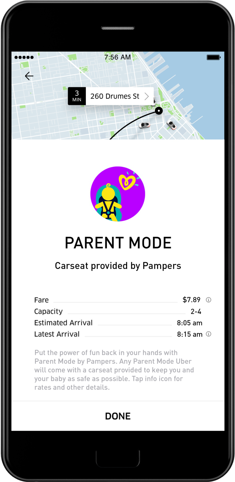 Uber Parent Mode App Screen