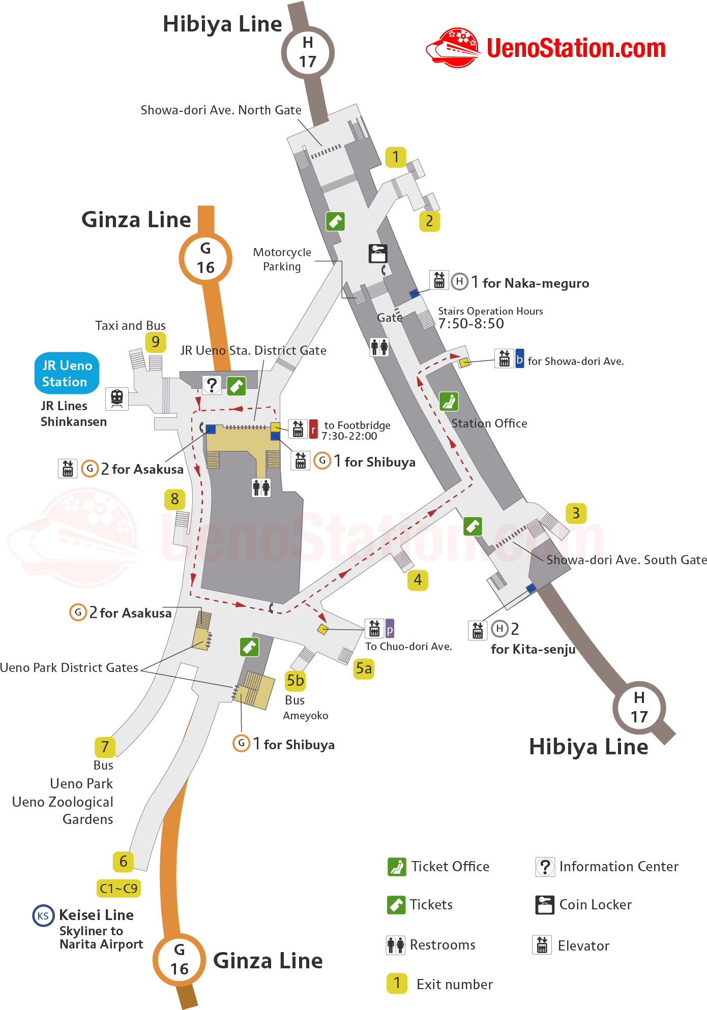Ueno Subway Station Map - Map, HD Png Download PNG with transparent background