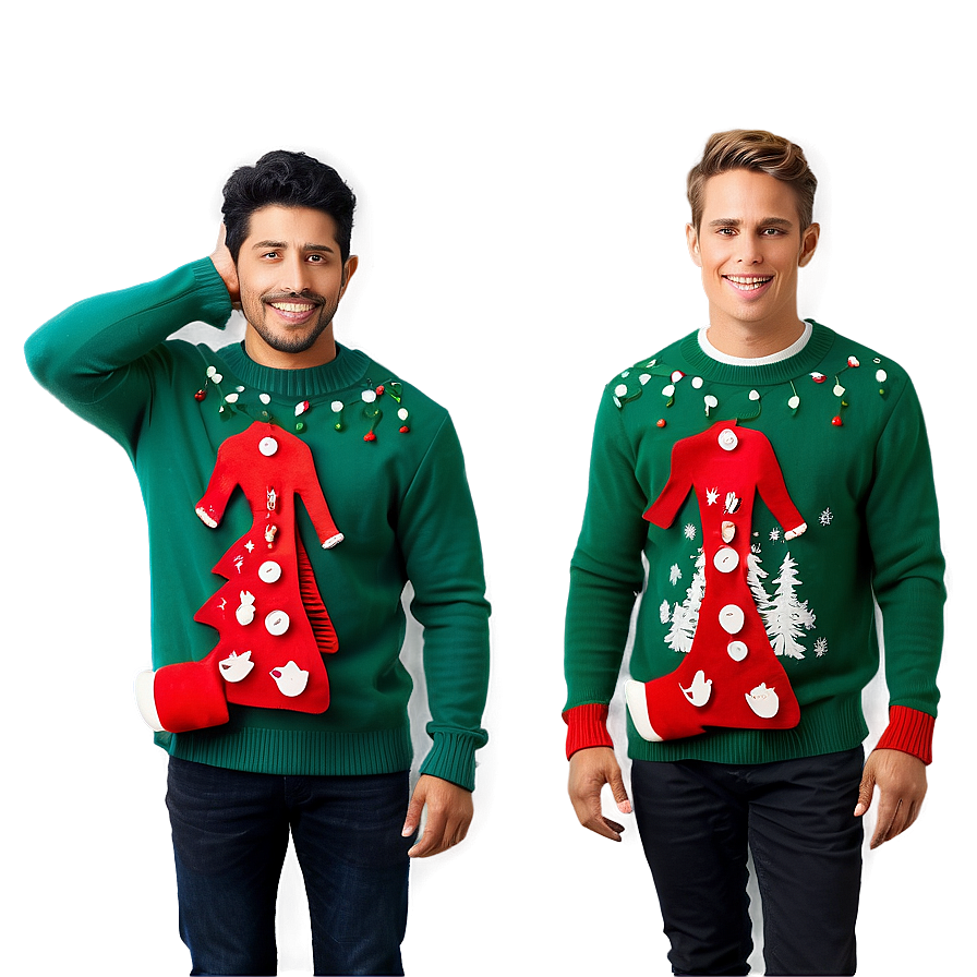 Ugly Christmas Sweater With Carolers Png Hmc