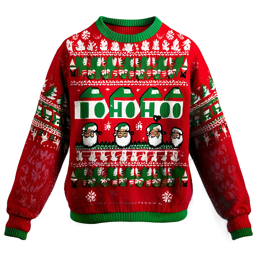 Ugly Christmas Sweater With Ho Ho Ho Png 4