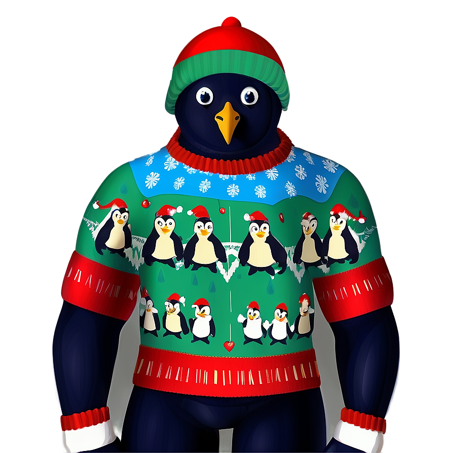 Ugly Christmas Sweater With Penguins Png Jpl73