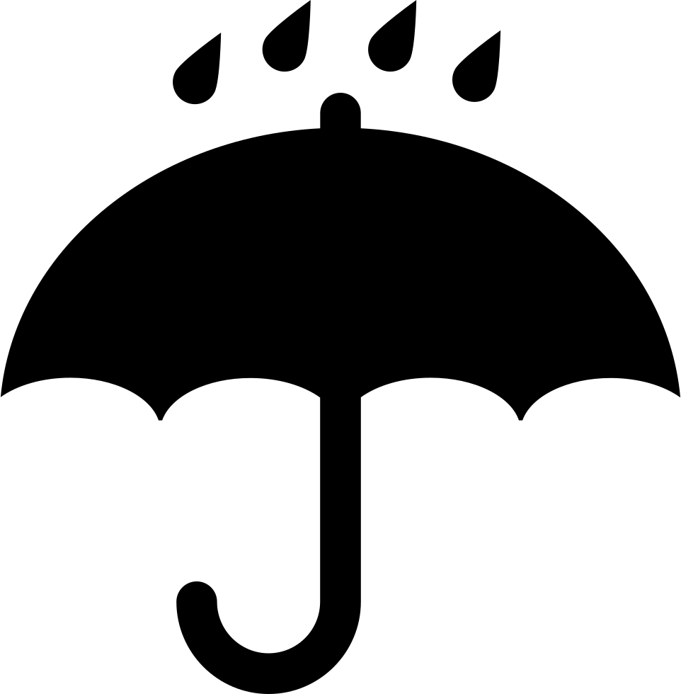 Black Opened Umbrella Symbol With Rain Drops Falling - Umbrella Rain Symbol, HD Png Download PNG with transparent background