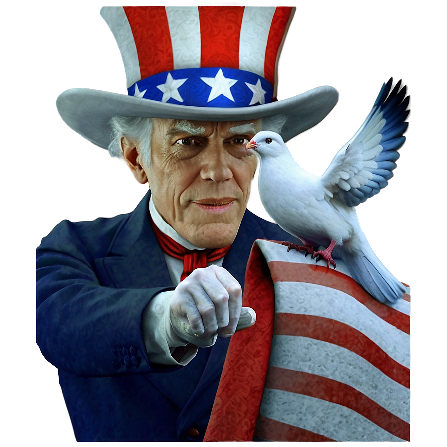 Uncle Sam With Dove Png Vnk