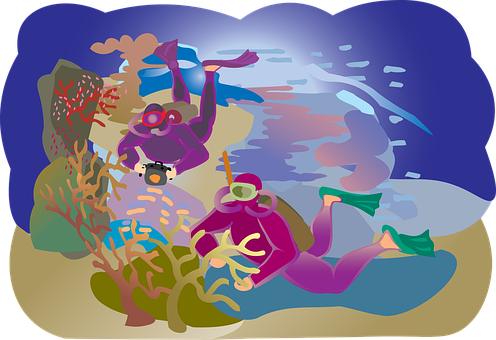 Underwater Adventure Illustration PNG with transparent background