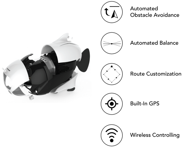 Underwater Robot Features Illustration PNG with transparent background