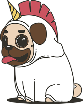 Unicorn Pugin Costume PNG with transparent background
