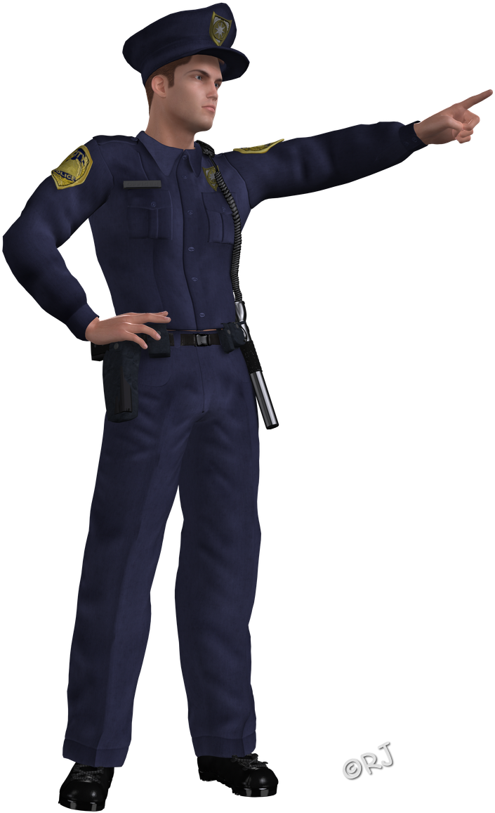 Uniformed Police Officer Pointing