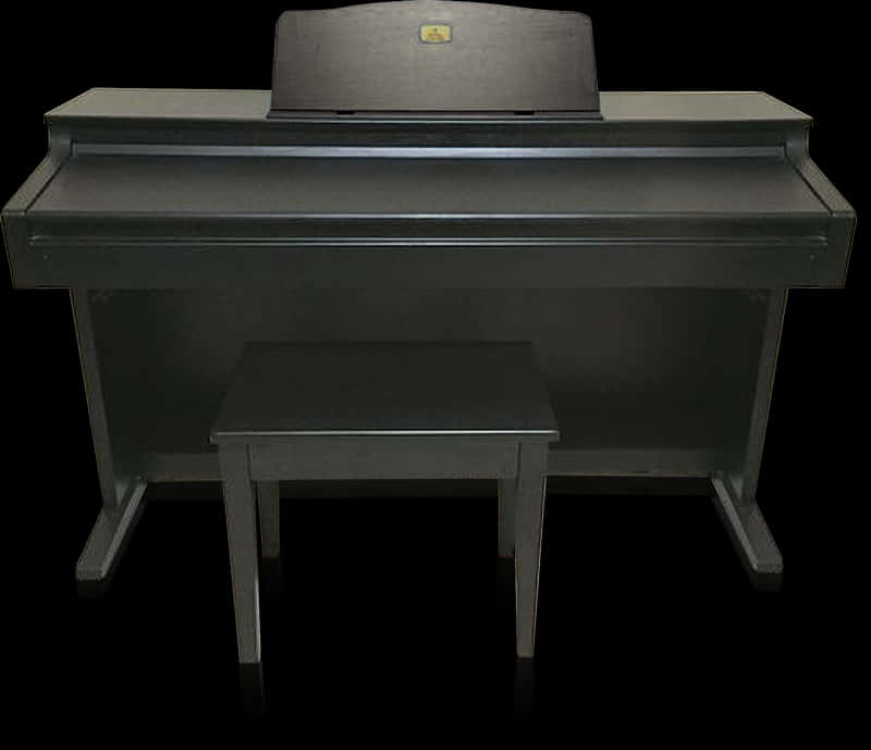 Upright Pianoand Stool Black