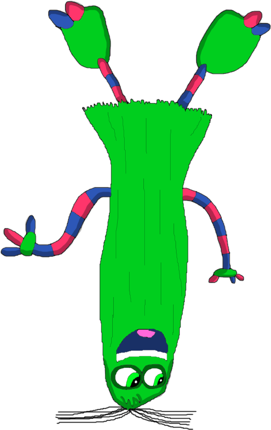 Upside Down Cartoon Character PNG with transparent background
