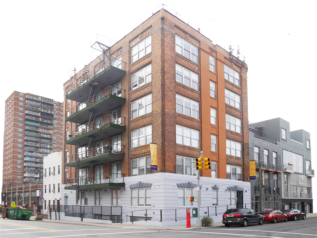 Urban Apartment Building Corner View PNG with transparent background