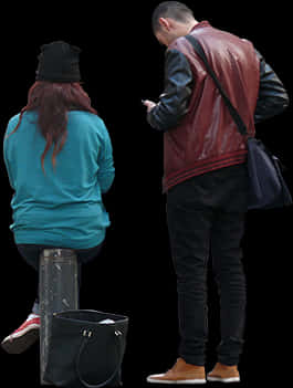 Urban Casual Encounter PNG with transparent background