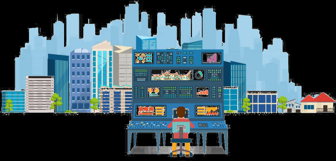 Urban Development Control Room PNG image with a transparent background, free high-resolution download