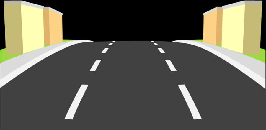 Urban Road Nighttime Illustration PNG with transparent background