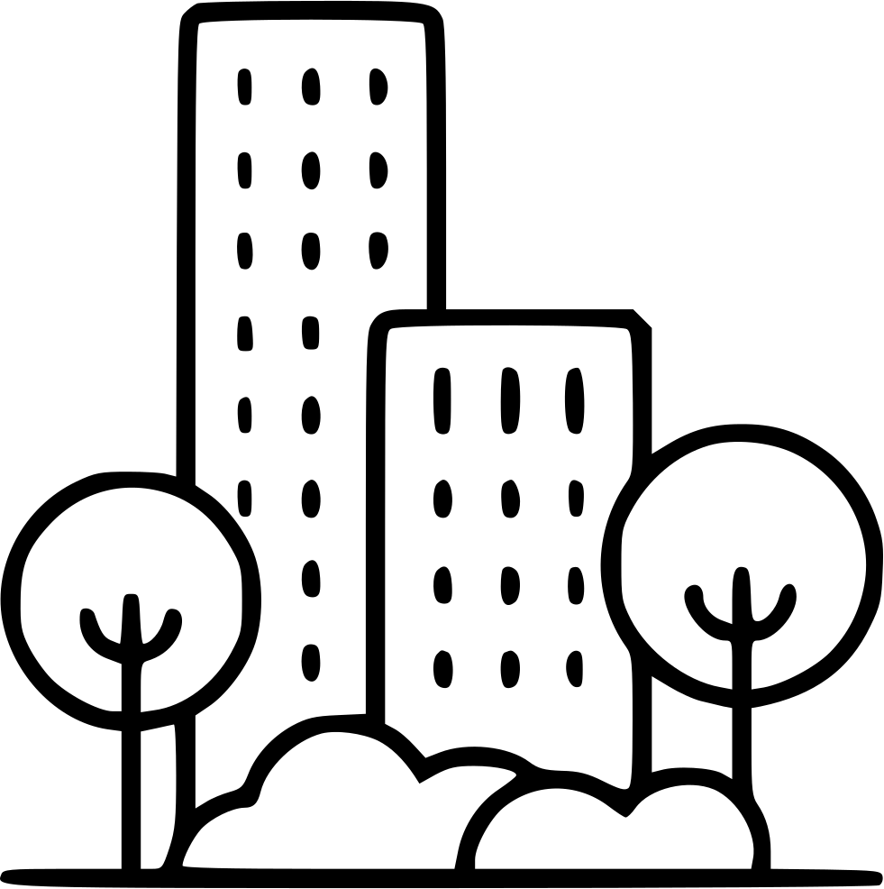 Residential Building Trees Architecture Landscape Skyline - Building With Trees Icon, HD Png Download PNG with transparent background