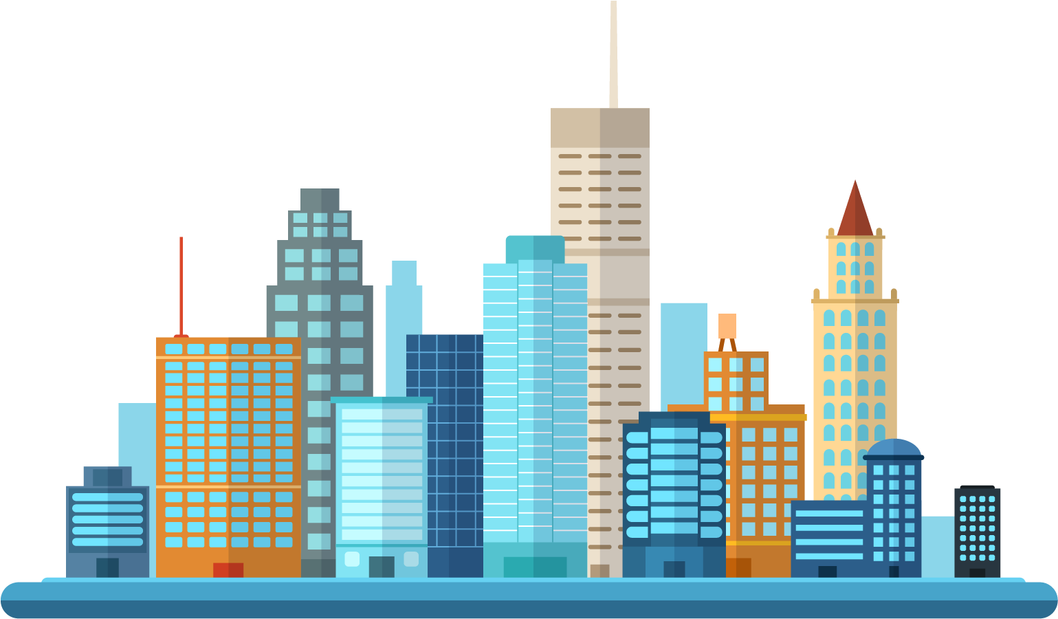 Urban Skyline Illustration PNG image with a transparent background, free high-resolution download