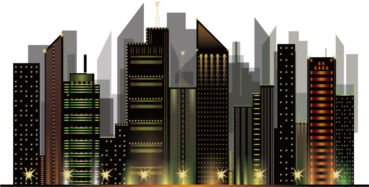 Urban Skyline Night Illustration PNG image with a transparent background, free high-resolution download