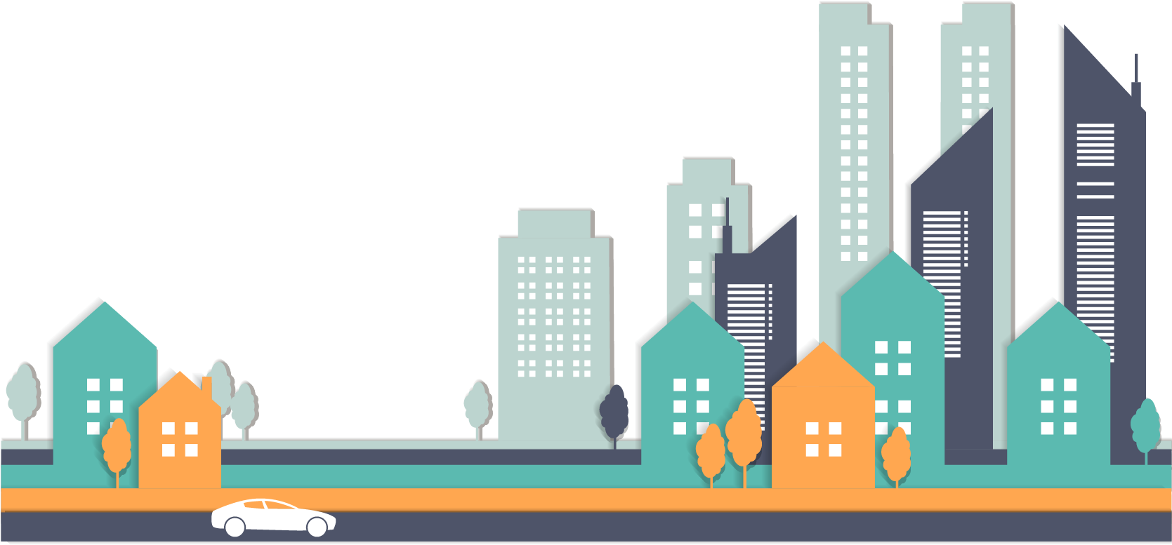 Urban Skyline Vector Illustration PNG image with a transparent background, free high-resolution download