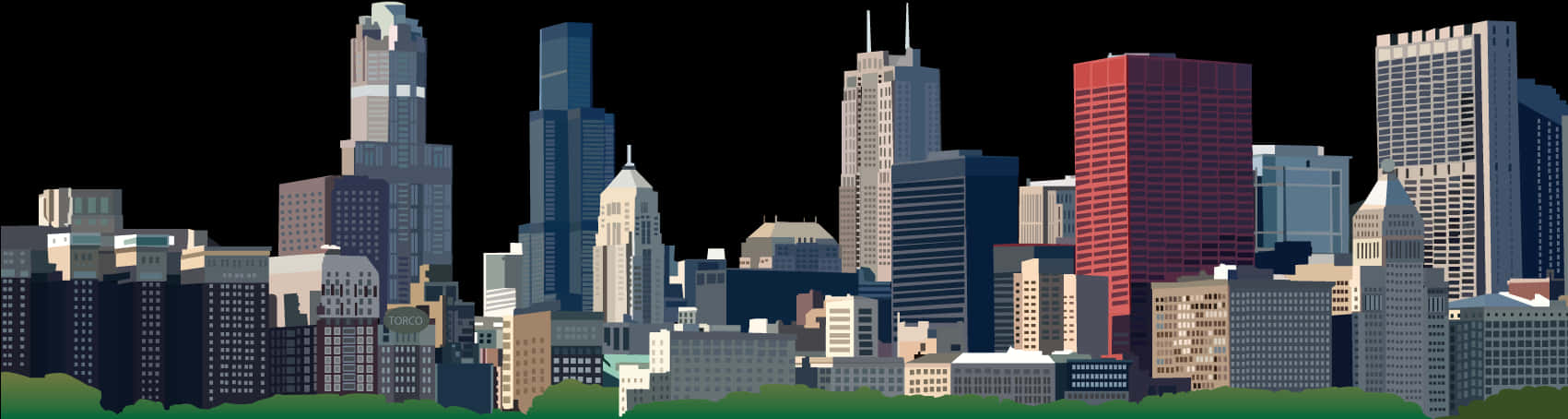 Urban Skyline Vector Illustration PNG with transparent background